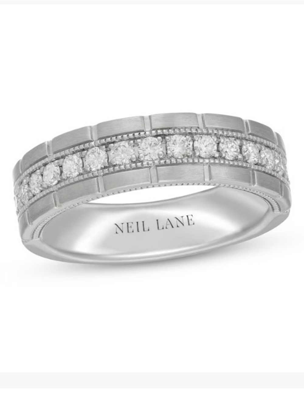 Neil Lane Men’s Silver Pavé Diamond Band - White
